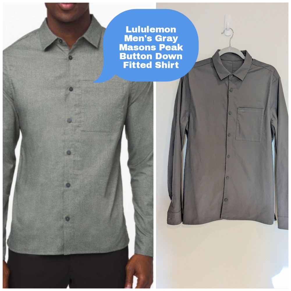 Lululemon Gray Masons Peak Button Down Front Long Sleeve Shirt w/ Pocket Sz L?